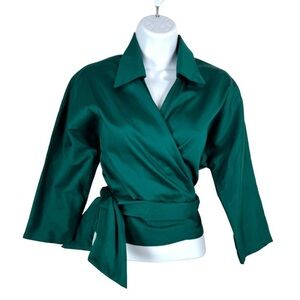 NWOT Pinup Couture GREEN Wrap Top - Small